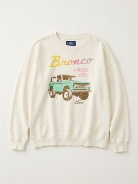 Ford Bronco Official 4-Wheel Drive Graphic Sweatshirt, Women , Cream, XXL
